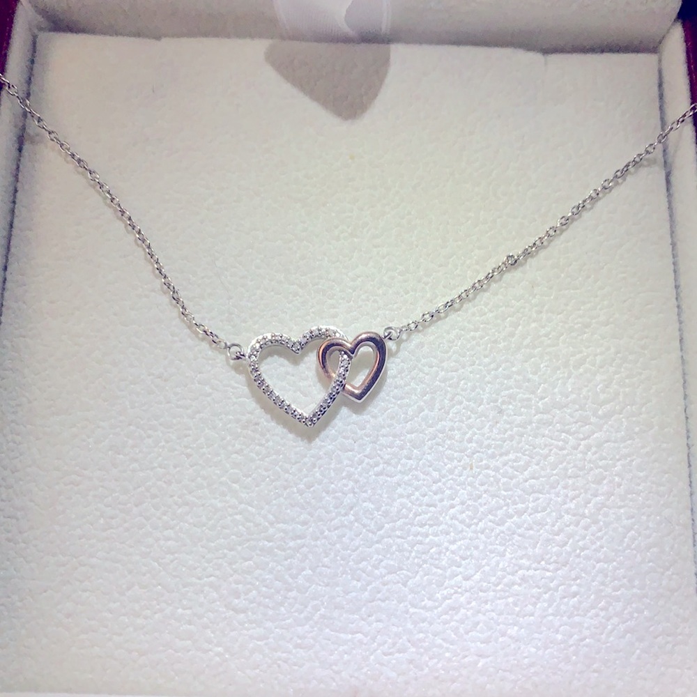 2 heart necklace silver